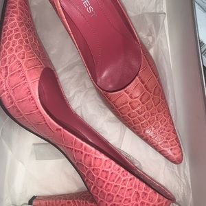 Pink snake skin heels